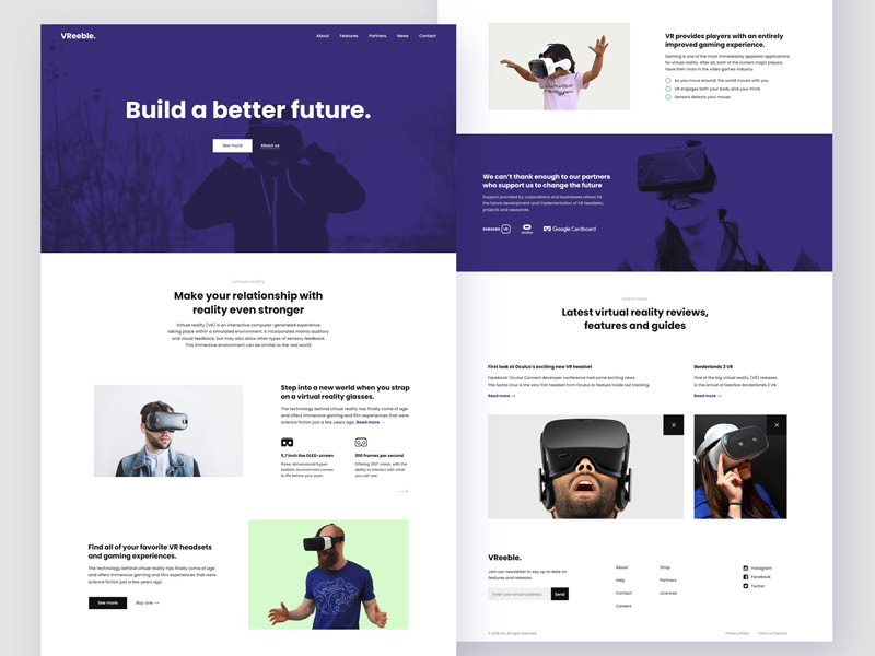 Virtual Reality Landing page