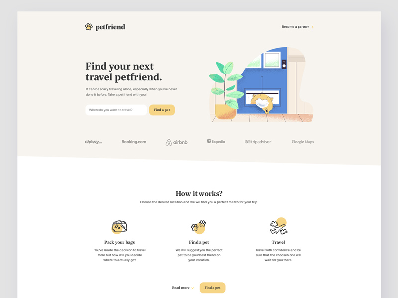 Petfriend Landing page